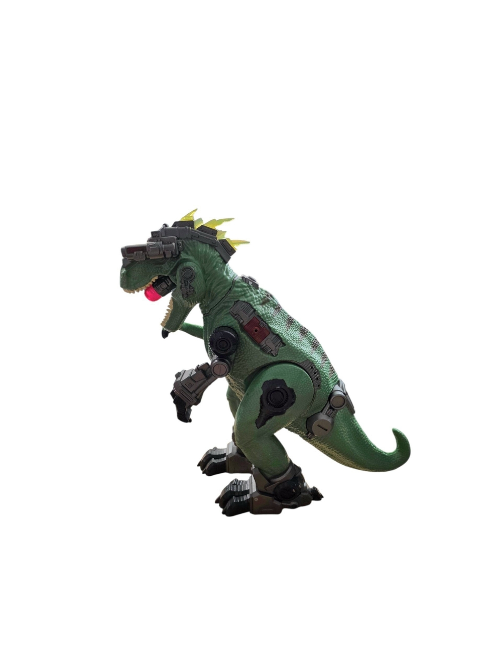 Green Robotic T-Rex Action Figure with Yellow Spikes